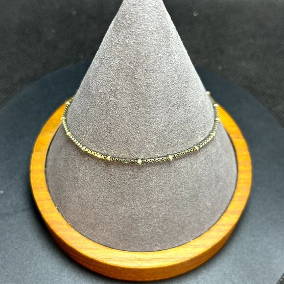 Sterling Silver 925 Beaded Box Link Bracelet Anklet Spring Ring Clasp Sz 9.25'' - Picture 3 of 10